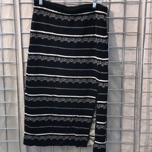 Free People jacquard knit skirt, pull-on, slit, L